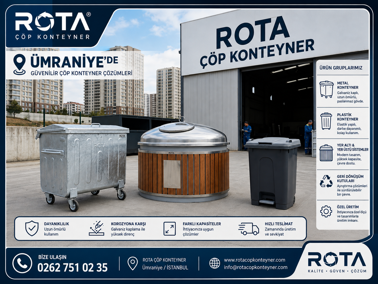 Ümraniye’de Çöp Konteyner Üreticisi Kimdir? Metal, Yer Üstü ve Yer Altı Çöp Konteyneri İmalatı